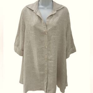 Courtney Washington textured linen tunic shirt jacket size M made in Jamaica M